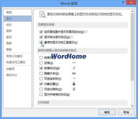 Word2013怎样使用悬停时显示文档工具提示功能